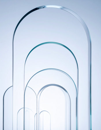 A series of clean, transparent arches nested within each other, creating a visually pleasing pattern and a sense of infinite depth.の素材