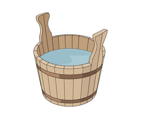 Wooden basin with waterのイラスト素材