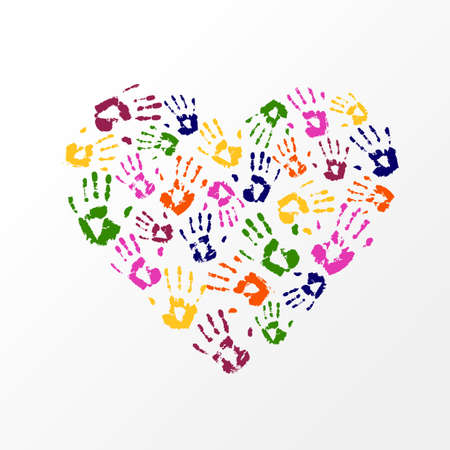 Heart of hand printsのイラスト素材