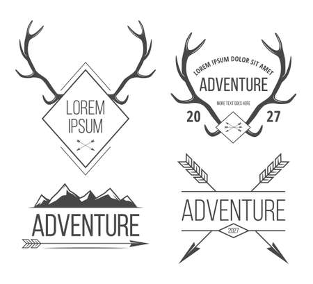 Vintage emblems with horns and arrowsのイラスト素材