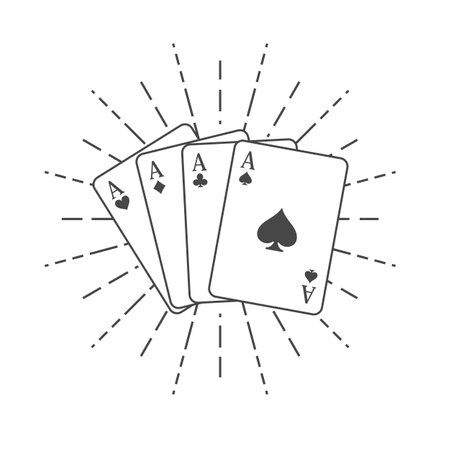 Playing cards on sunburst backgroundのイラスト素材