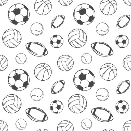 Sport balls seamless pattern, backgroundのイラスト素材