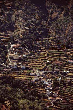 Small agricultureal terraces in the west of Gomera near Alojeraの写真素材