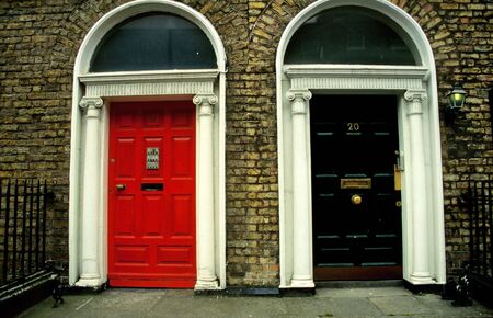 Brick  with colorful doors in Dublin, Irlandの写真素材