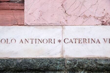 Detail of the marble facade of the cathedral Santa Maria del Fiore in Florence