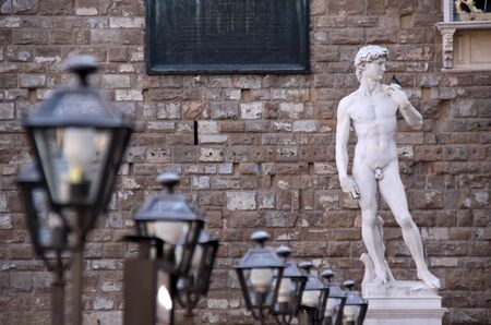 David statue in Piazza della Signora, Florenceの写真素材