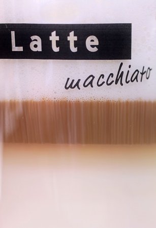 Close up of a Latte Macchiato glassの写真素材