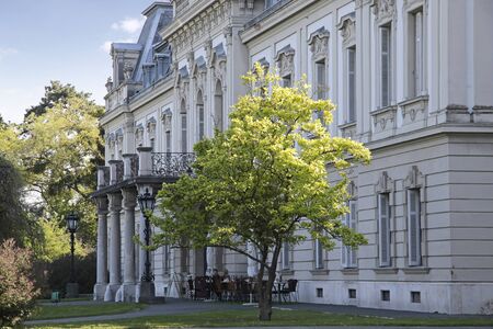 Facade of the Palace of  Festetics in Keszthely at Lake, Hungaryのeditorial素材