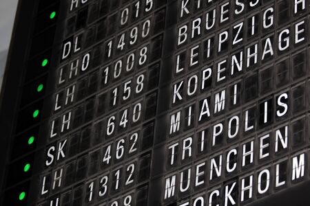 Old-fashioned departure board at Frankfurt Airport, Germanyのeditorial素材