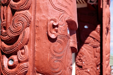 Red Maori statue in Rotorua, North Island, New Zealandの写真素材