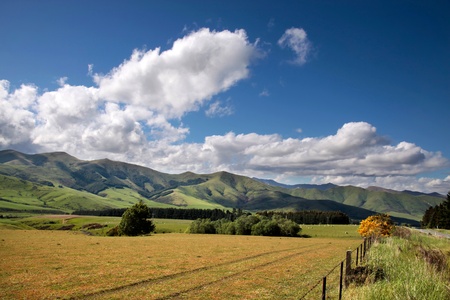 Farmland near Mossburn between Queenstown and Te Anau, Southland, South island,  New Zealandの写真素材