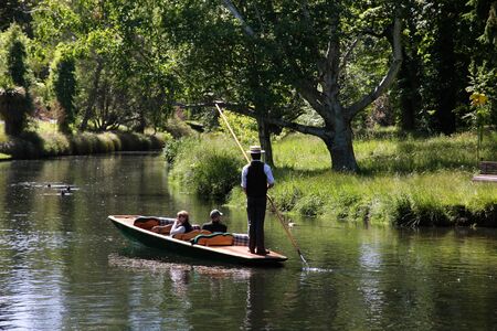 Barge on the River Avon in Christchurch, Canterbury, South Island,  New Zealandのeditorial素材