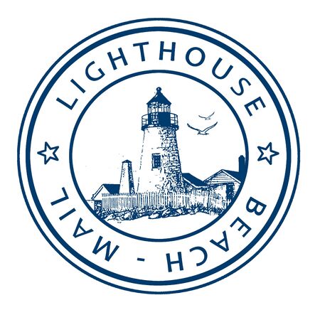Self designed  Stamp Lighthouse Beach Mailの写真素材
