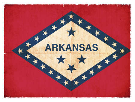 Flag of the US state Arkansas created in grunge styleの写真素材