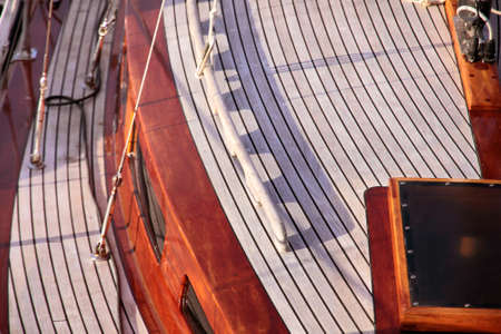 Cabin of a sailing boat in the harbor of Svaneke on Bornholm, Denmarkの写真素材