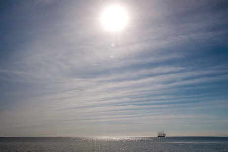 Clipper on the coast of Bornholm near Snogebeak, Denmarkの写真素材