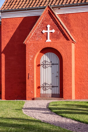 Entrance of the church Svaneke Kirke on Bornholm, Denmarkの写真素材
