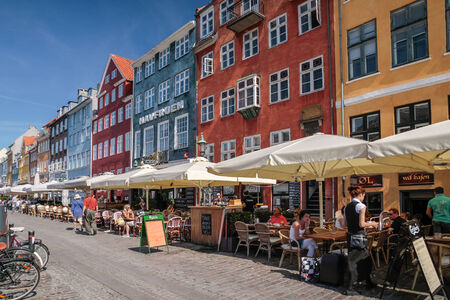 Street Cafes at Nyhavn in Copenhagen, Denmarkのeditorial素材