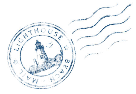 Self designed  Stamp Lighthouse Beach Mail  grunge design 