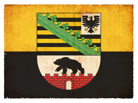 Flag of the German province Saxony-Anhalt created in grunge styleのeditorial素材