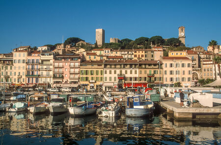 Harbor and old town of Cannes, Cote Azur, Franceのeditorial素材