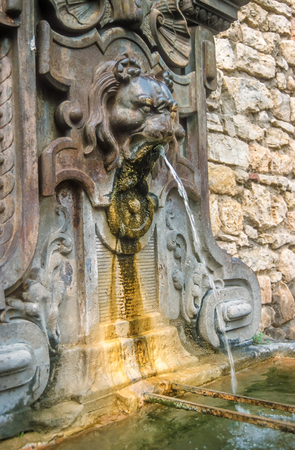 Old fountain in Mougins, Cote Azur, Franceの写真素材