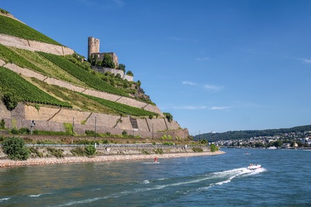 Ruin of castle Ehrenfels near Ruedesheim in the Rheingau, Hesse, Germanyのeditorial素材