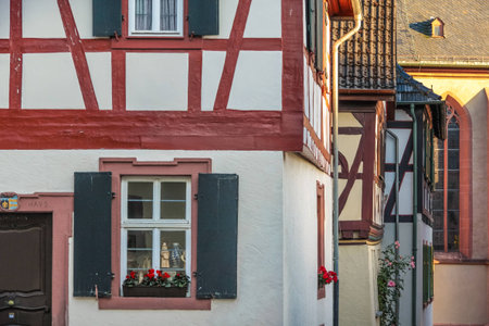 Half-timbered houses in Eltville Hesse, Germanyのeditorial素材