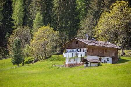 Old mountain farm in Lappach, Campo Tures, South Tyrol, Italyのeditorial素材