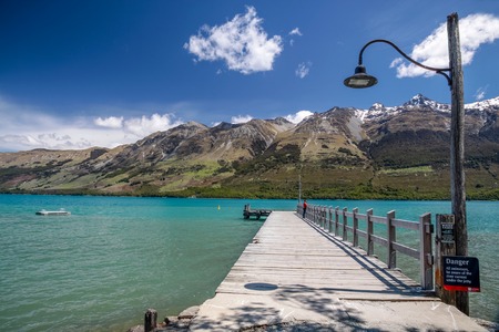 Lake Wakatipu at Glenorchy, Otago, South Island, New Zealandの写真素材