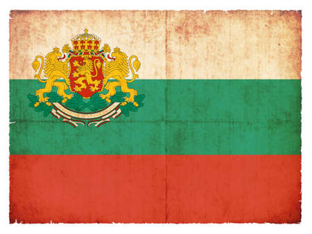 National Flag of Bulgaria with coat of arms created in grunge styleの写真素材