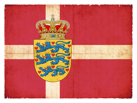 Flag of Denmark with coat of arms created in grunge styleの写真素材