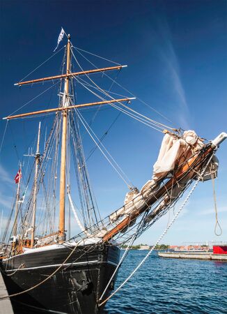 Bow of a big old sailing ship in Amaliehaven, Copenhagen, Denmarkのeditorial素材