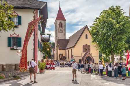 Sacred Heart Procession in Lengstein at Renon, South Tyrol, Italy
