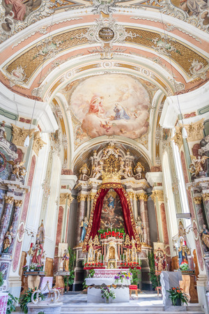 Parish Church of St. Peter in Villnoesstal, South Tyrol, Italyのeditorial素材