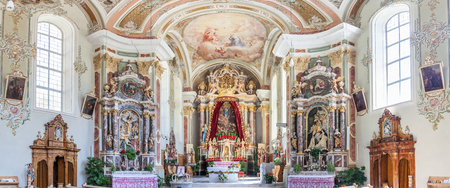 Parish Church of St. Peter in Villnoesstal, South Tyrol, Italyのeditorial素材