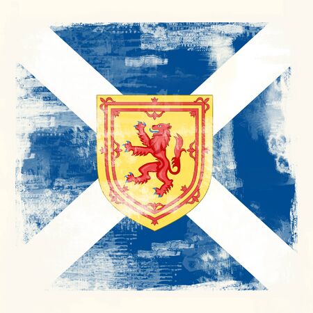 Flag of Scotland with coat of arms created in grunge styleの写真素材