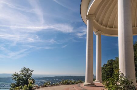 Niederwald temple near Ruedesheim in the Rheingau, Hesse, Germanyの写真素材