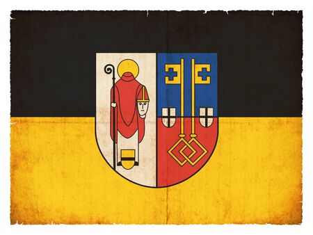 Flag of the German town Krefeld (North Rhine-Westphalia, Germany) created in grunge styleの写真素材