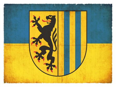 Flag of the German town Leipzig (Saxony, Germany) created in grunge styleの写真素材