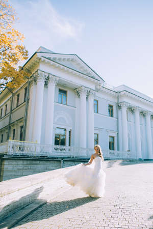 Portrait of the young beautiful bride with a veil