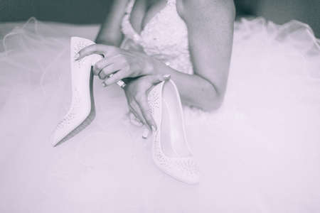 bride's white shoesの写真素材