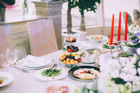 Table set for wedding or event partyの写真素材