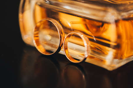 Beautiful golden wedding rings twoの写真素材