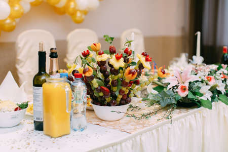 table set for wedding or another catered event dinnerの写真素材