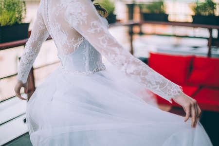 details of beautiful wedding dressの写真素材