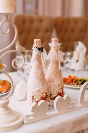 table set for wedding or another catered event dinnerの写真素材