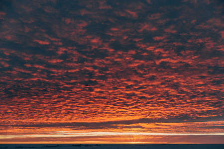 winter landscape - sunset in the snow fieldの写真素材