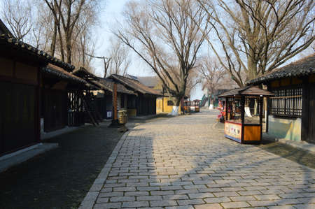 Buildings and street in the Shuihu City, Jiangsu, Wuxiのeditorial素材