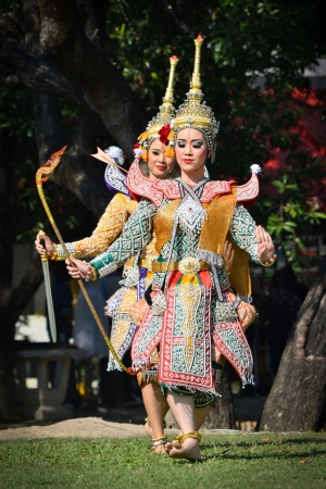 khon show in a drama ramayana of thailand southeast asiaの写真素材